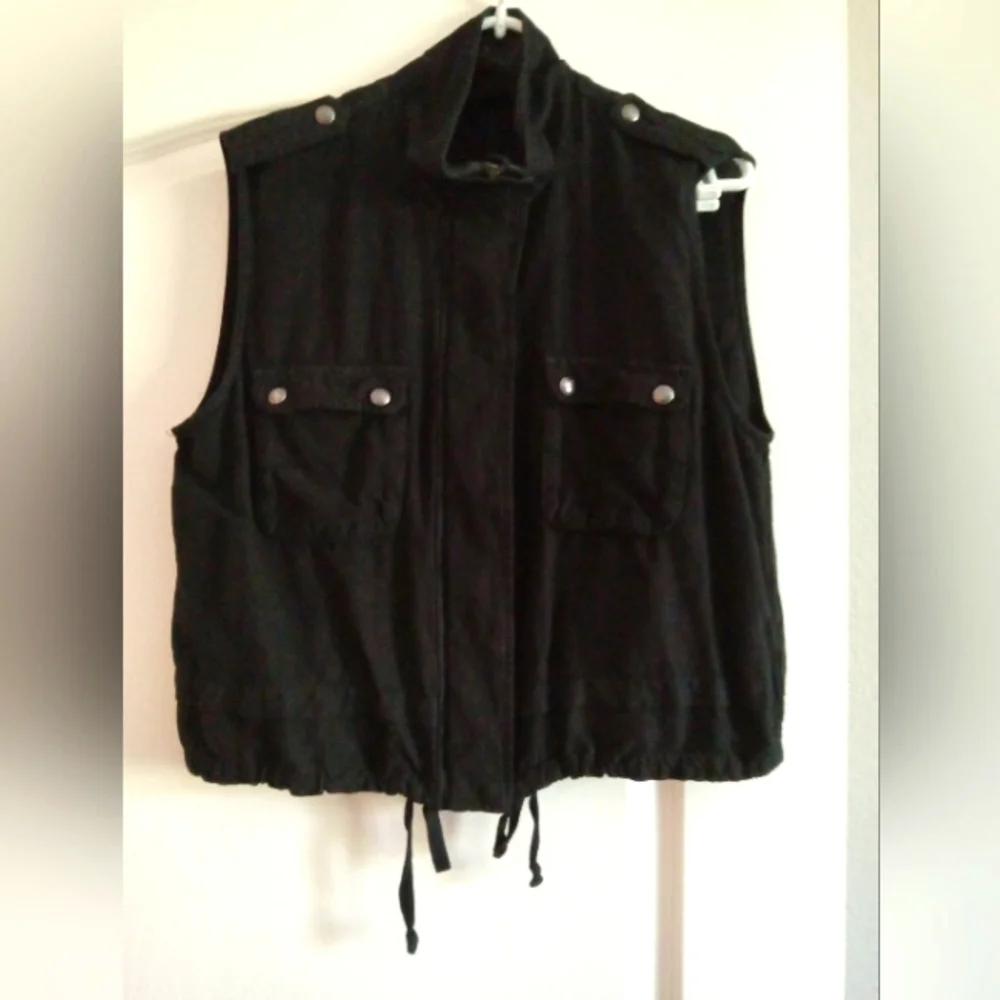 Lucky Brand Zip Snap Drawstring Cargo Pocket Vest Sz XL - Picture 1 of 5